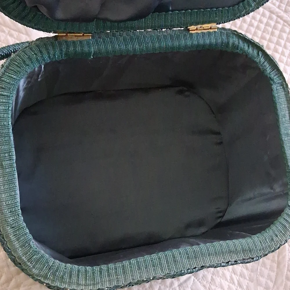 Vintage Floral & Wicker Sewing Basket